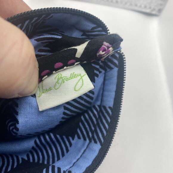Vera Bradley Zip Coin Purse Mini Wallet 5"x4" Black Pink Purple Blue White - Picture 6 of 6